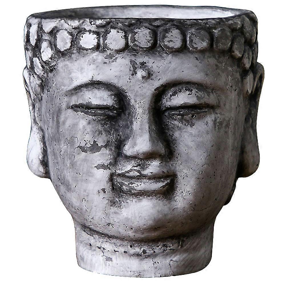 Buddha Head Shape Flowerpot Unique Plant Container Creative Ornament 1Pack Grey