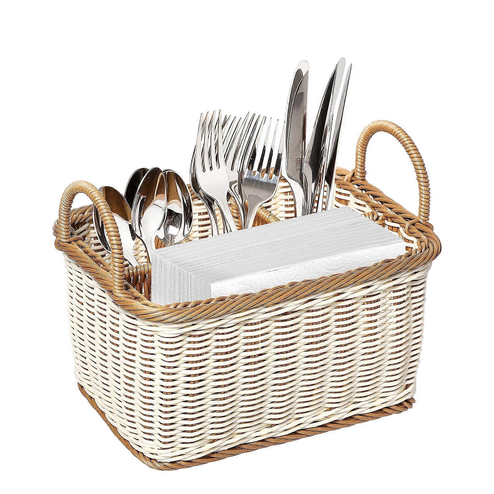Woven Storage Basket Multipurpose Organization Square Design For Kitchen Use 24.20X18.50X17.50CM Material 1Set