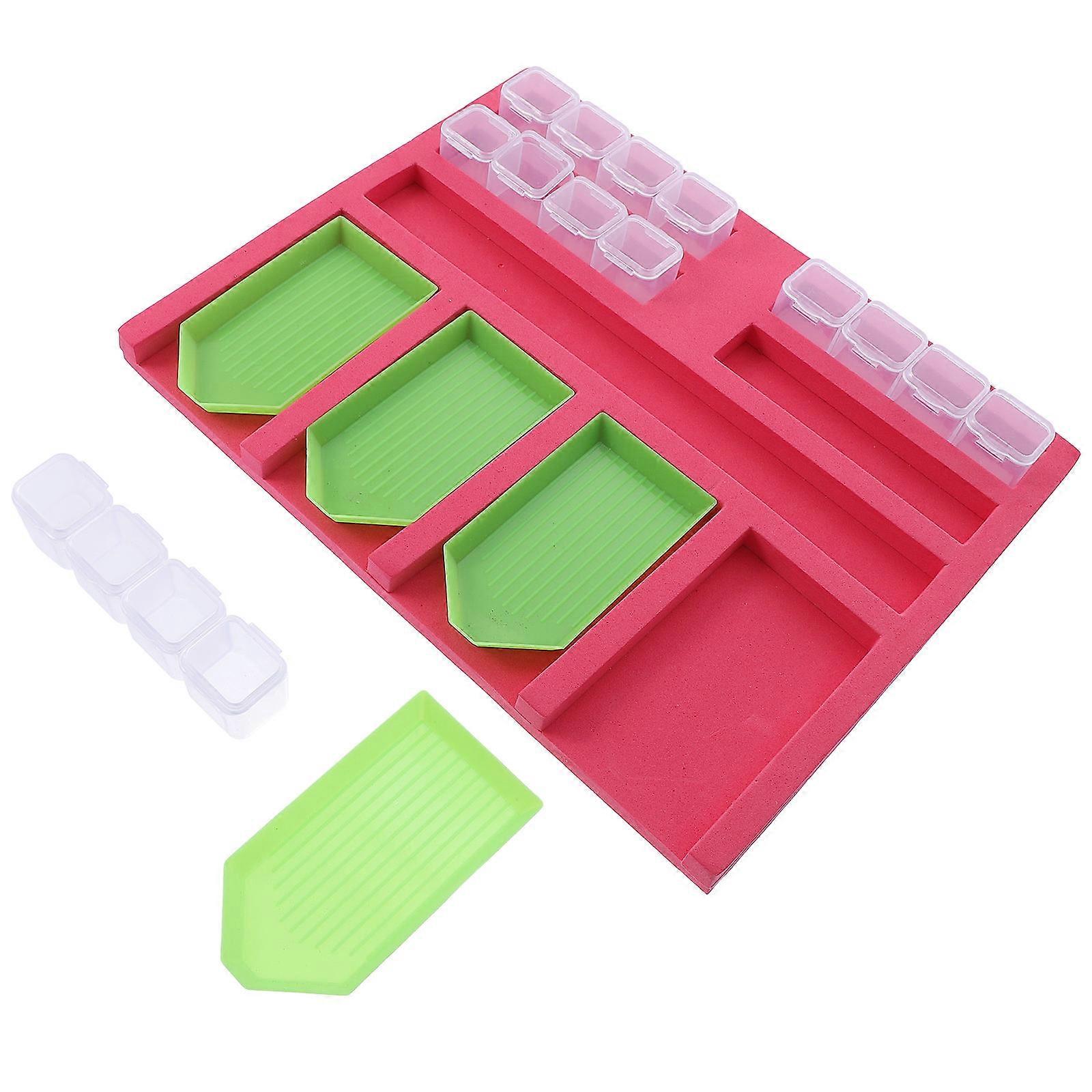 Craft Storage Box Set For DIY Diamond Pictures And Nail Art In Red Sponge And PP Material For Sorting Diamonds