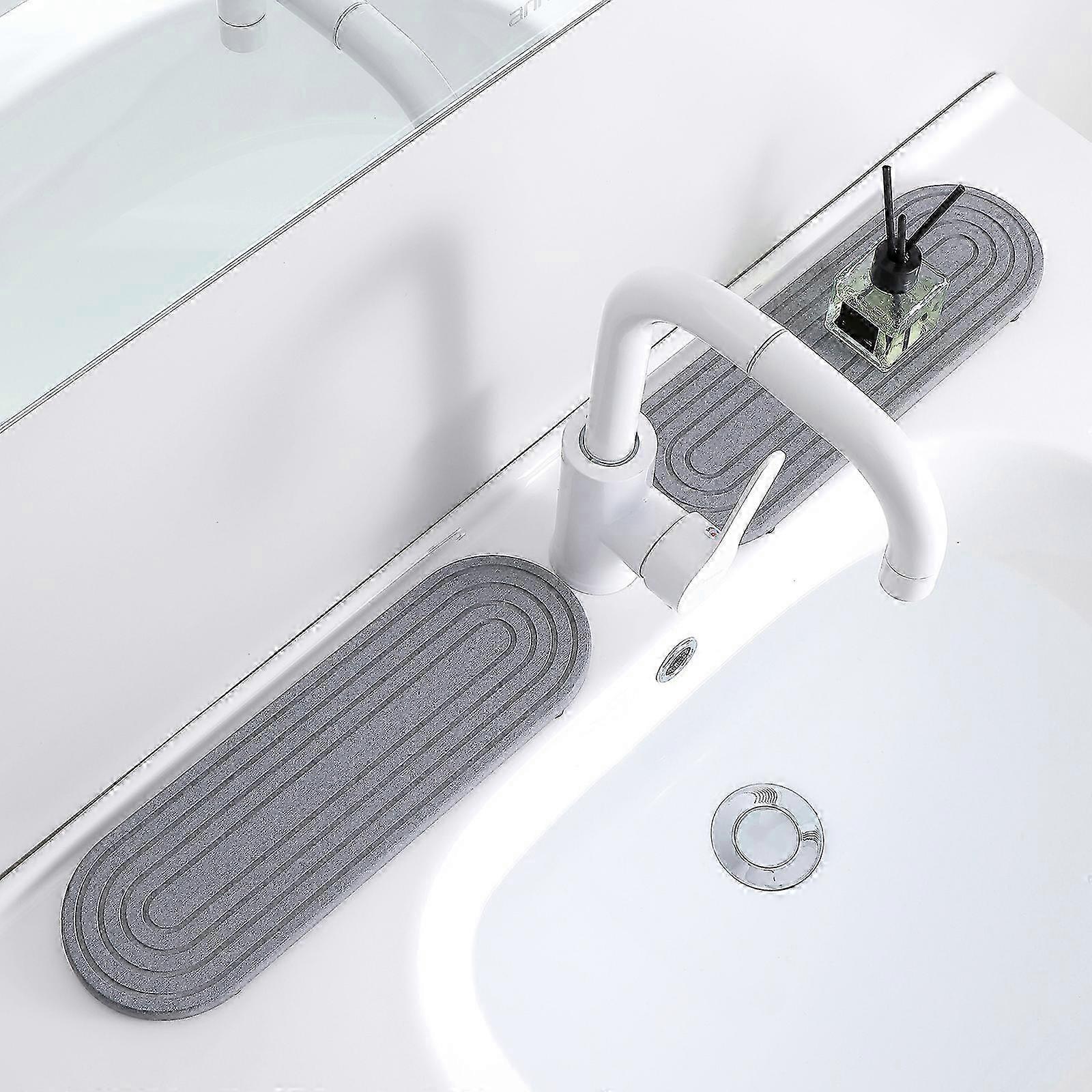 25-26 2pcs High Absorbency Diatomaceous Trays Molds Moisture Absorbing Sink Mat Resistant Draining Board Hand Soap Holder Dark Gray