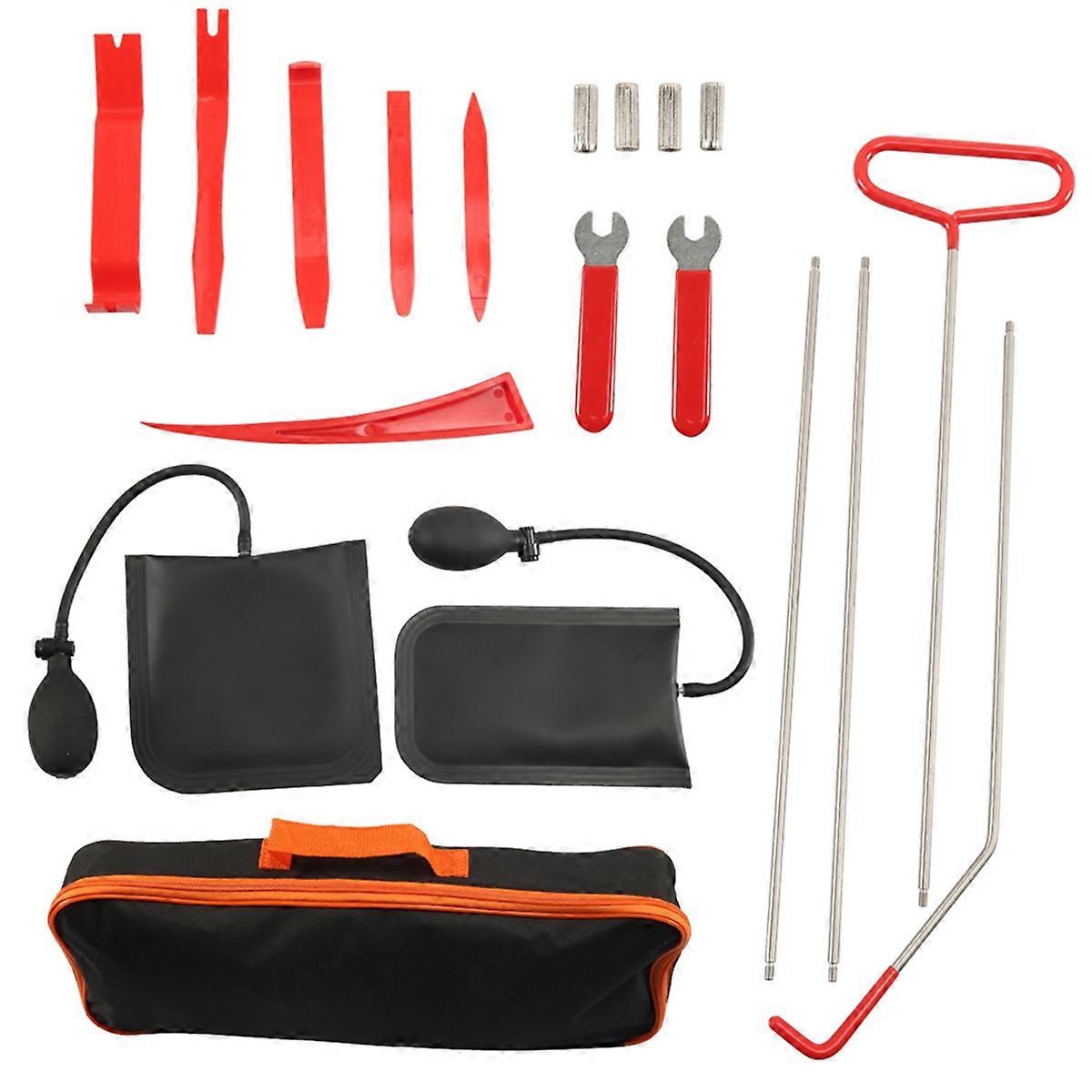 19pcs Car Tool Car Window Door Key Anti Lost Kit Inflatable Air Pump Air Wedge Non Marring Wedge with Long Reach Grabber