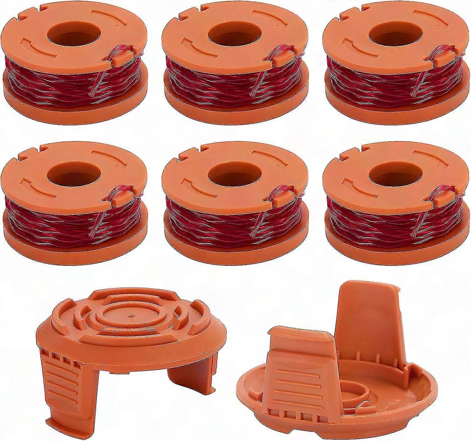 Trimmer Line Spool for WA0010 Replacement - 6 Spools 3.05m 1.65mm with 2 Caps