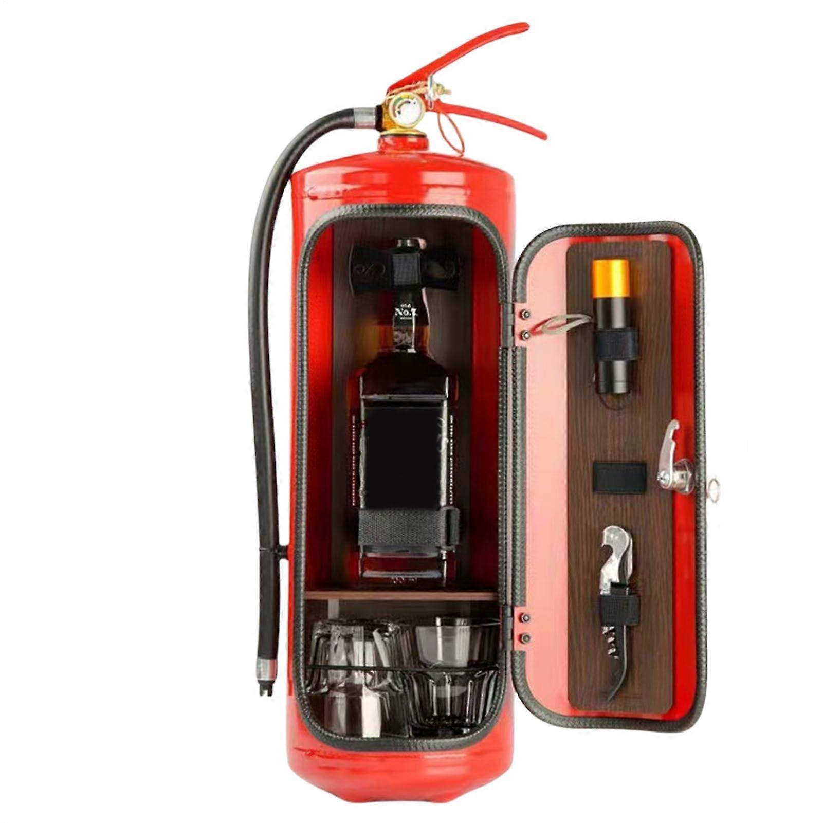 12 x 30 cm Iron Fire Extinguisher Mini Bar with 2 Keys, Wine Storage System