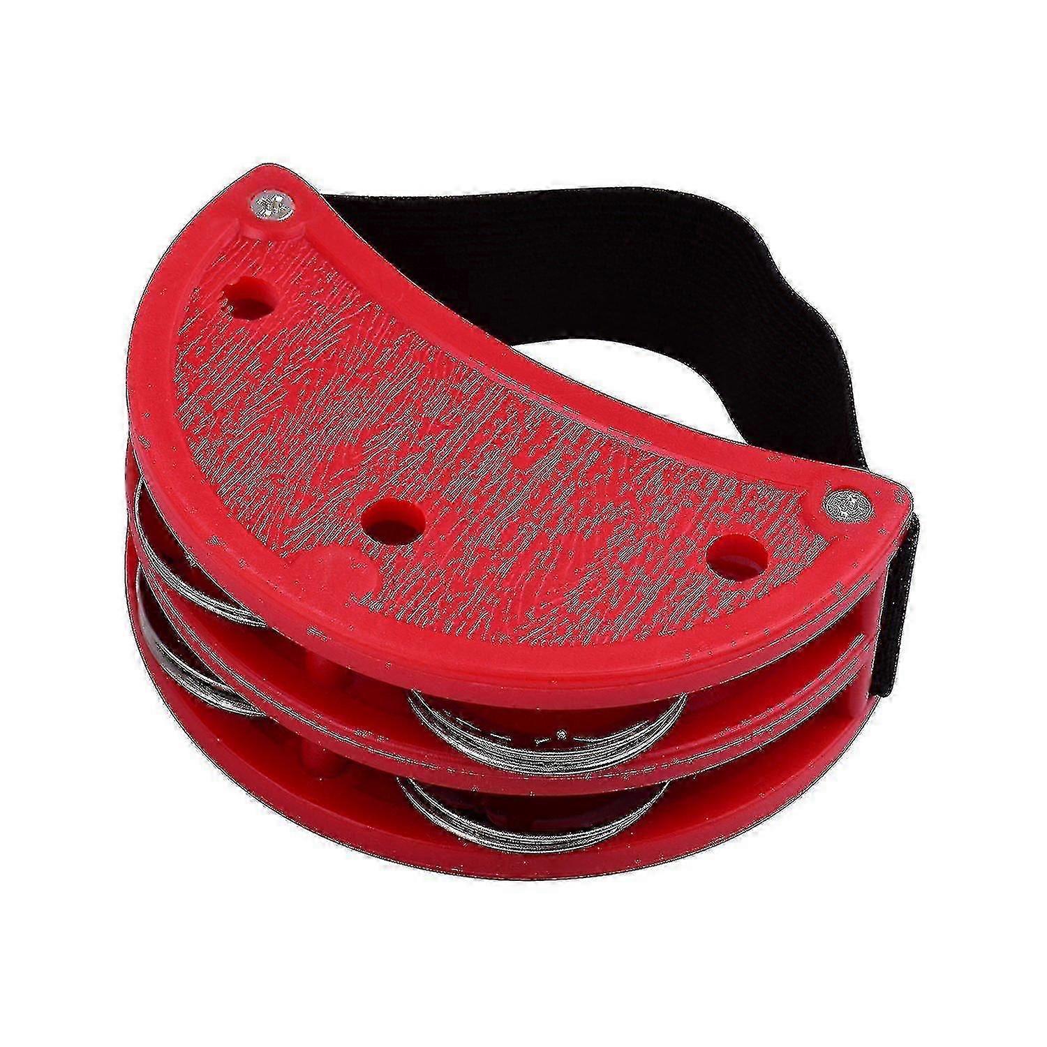 Abs Foot Jingle Tambourine Percussion Instrument Accessories With Stainless Steel Bell For Musicians Singers2pcs,red)