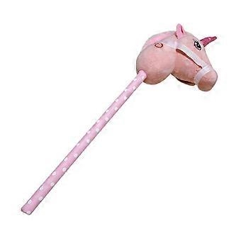Handgemaakte pluche stok paard met muziek, roze regenboog ontwerp voor het Verenigd Koninkrijk Outdoor Play