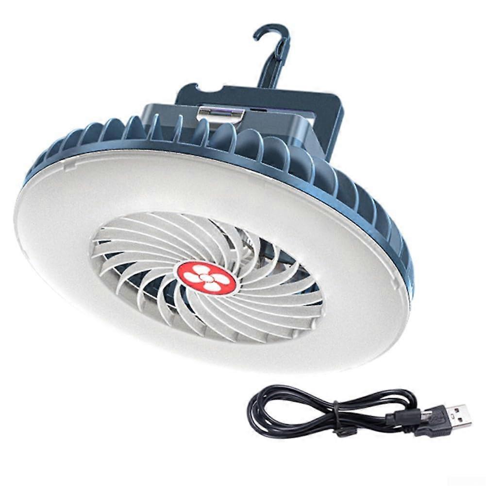 Compact LED Fan Light for Camping - Waterproof, Rechargeable, Remote Controlled with Adjustable Brightness Settings