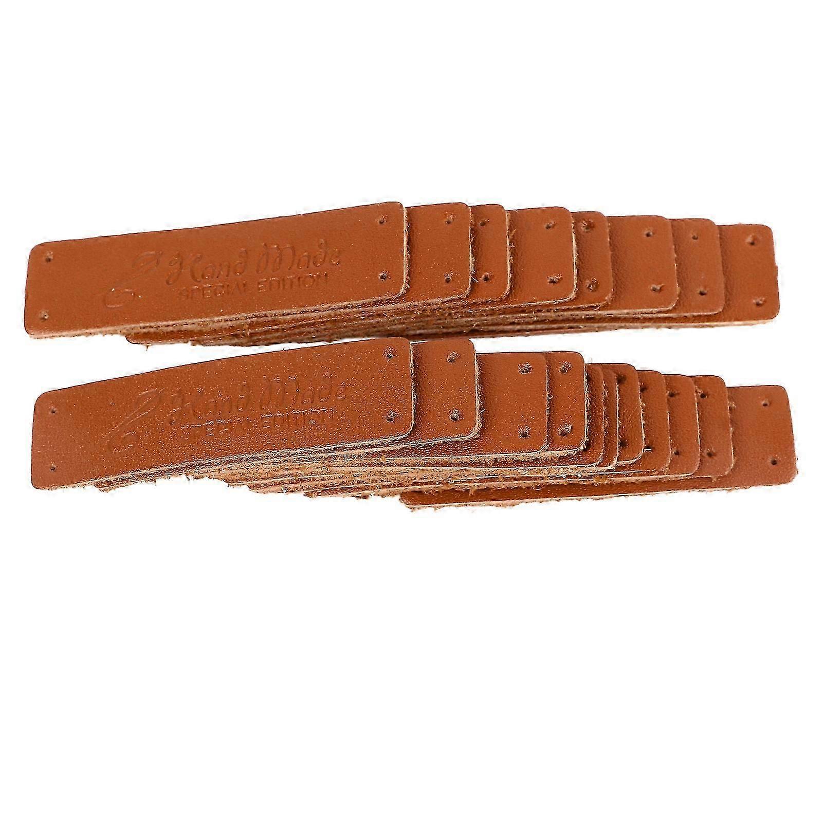20PCS Handcrafted Leather Tags Multipurpose Durable Soft Upper Leather Embossed Labels for DIY Making Crafts Claybank