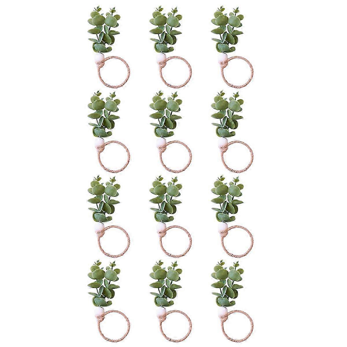 Napkin Rings Set of 12, Eucalyptus Leaf Napkin Rings