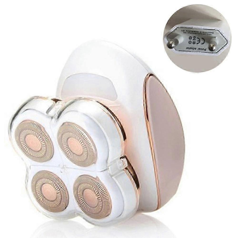 Vierkoppige haarverwijderaar, nat en droog, oplaadbaar, scheerapparaten waterdicht-roze wit