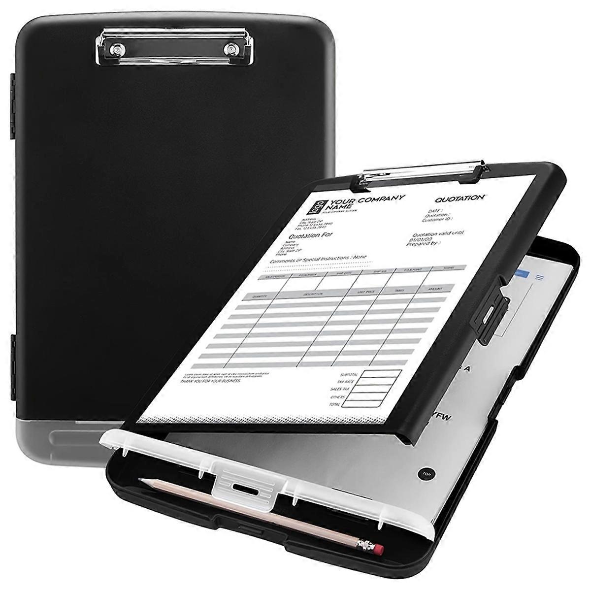 Large A4 Waterproof File Box with Pen Slot Desktop Plastic Folder Data File Storage with Writing Board Clip for Office