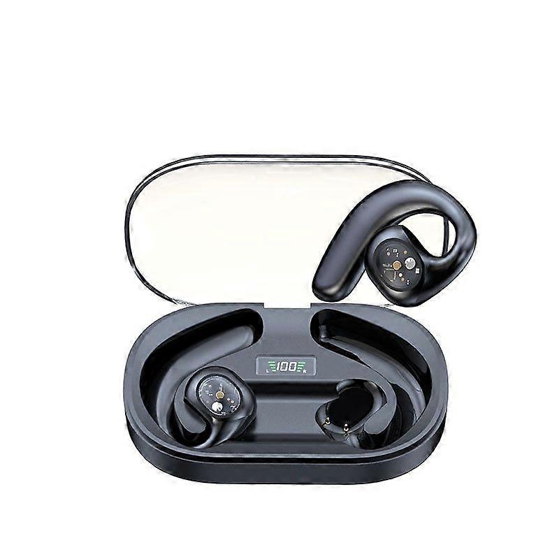 Wireless Bone Conduction Open Earphones Bluetooth 5.3 with LED Digital Display(Black)
