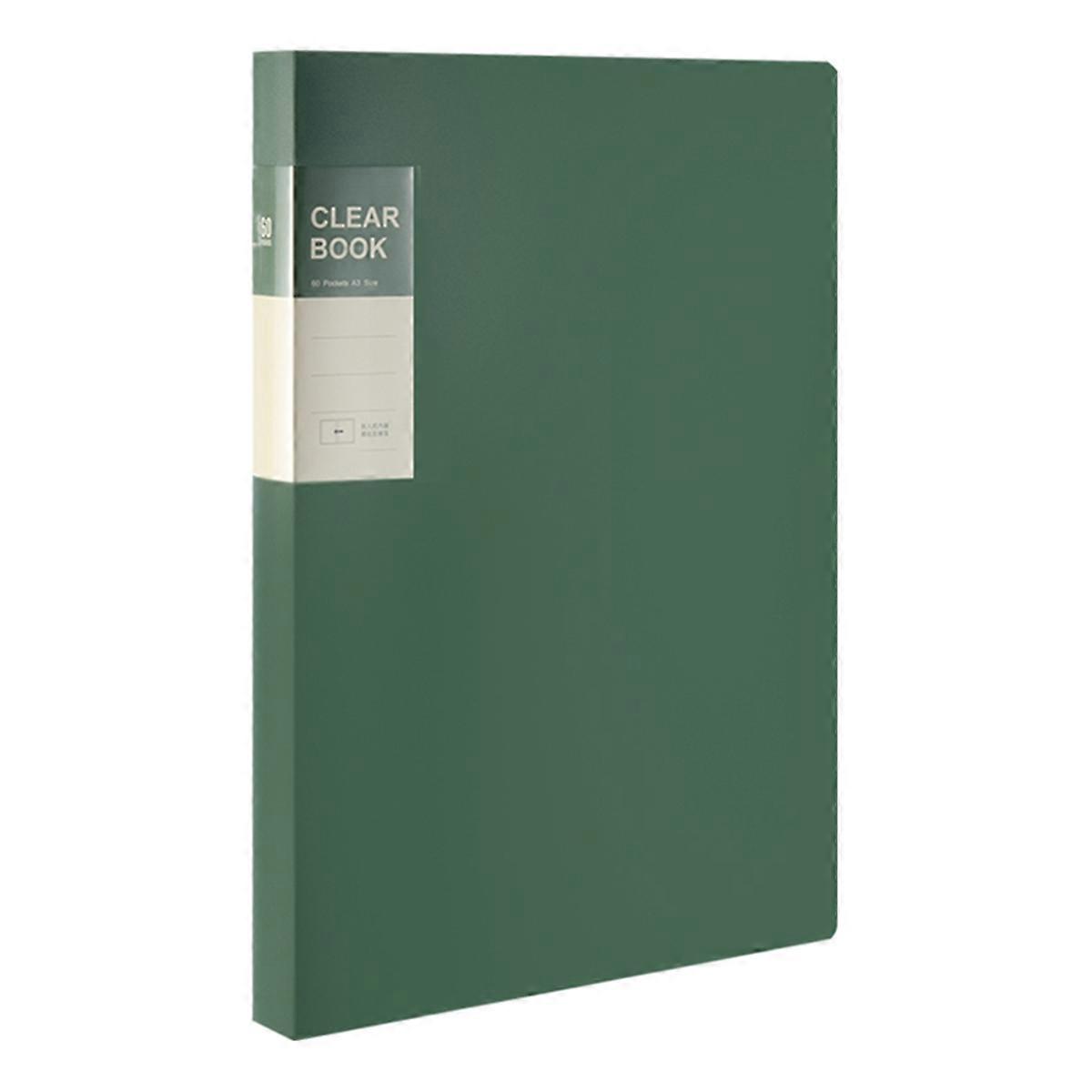 A3 Side-Entry Art Portfolio for Students - Painting Folder, Poster, Sketch Paper, Insert Pockets 60Pages Green