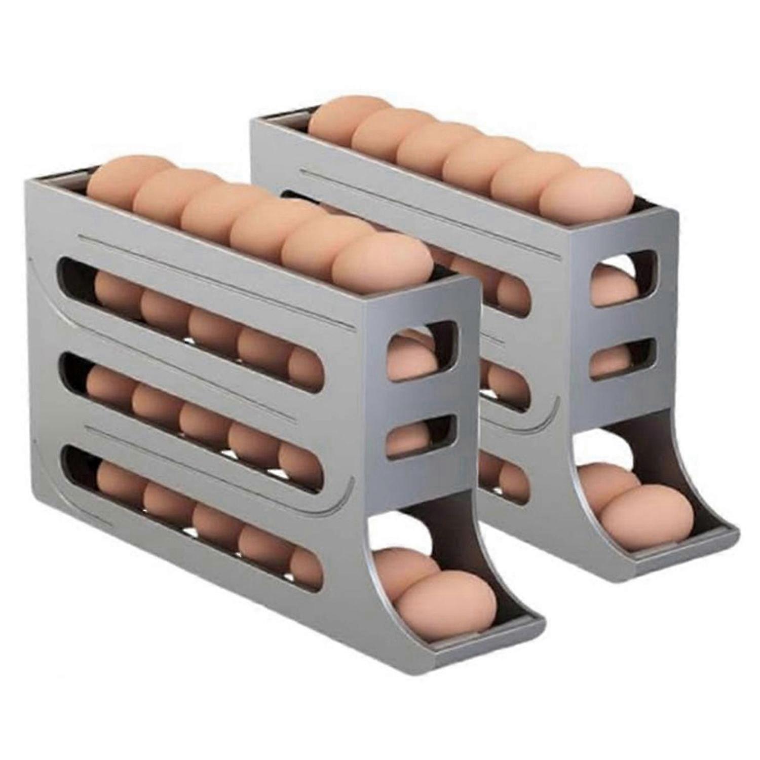 4 Tiers Egg Holder for Fridge,Egg Holder for Refrigerator, Grey