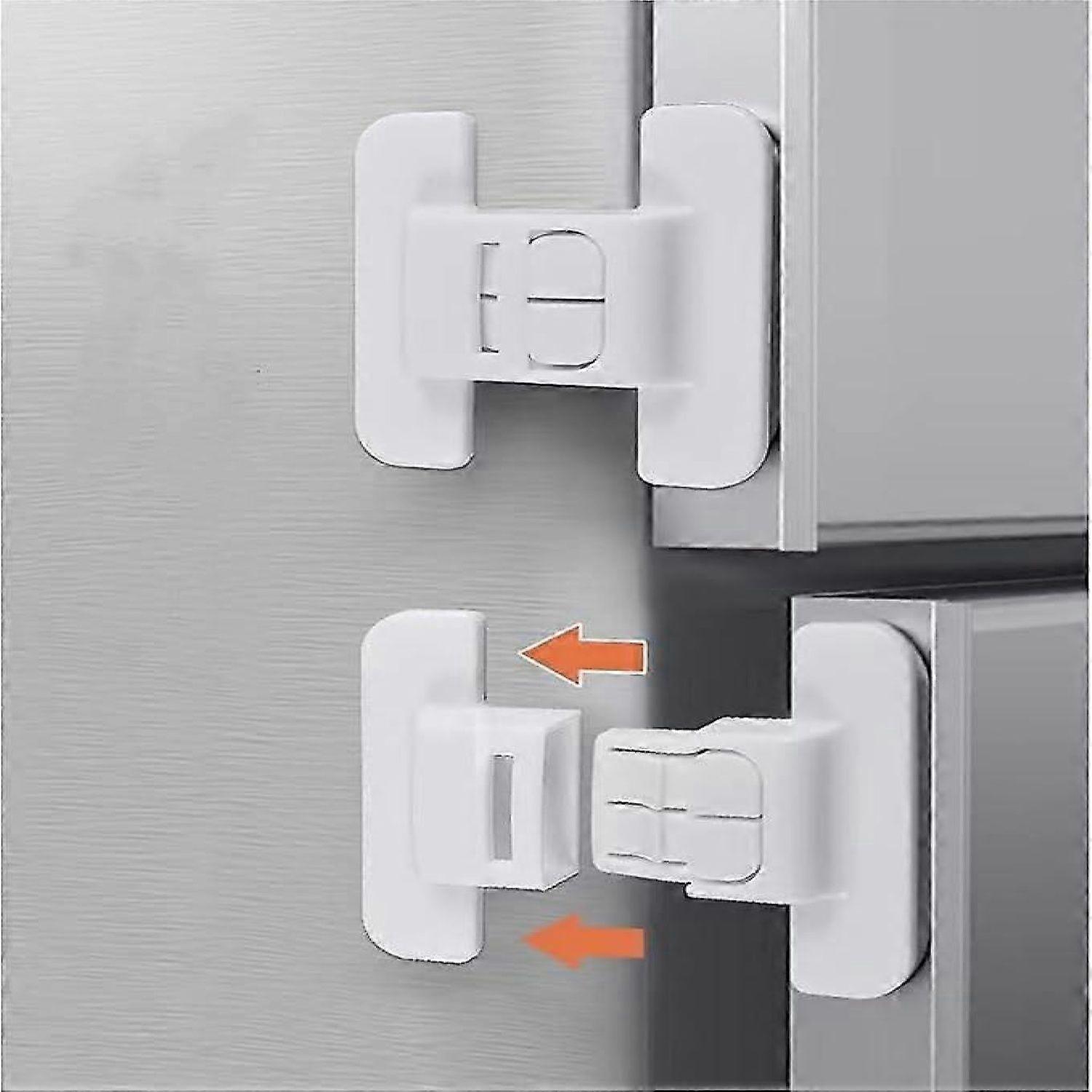 Fridge Lock,Refrigerator Lock for Kids,Cabinet Locks for Babies,Child Drawer Locks,Freezer Door Lock for Safety Proof for Toddlers,(White 2 Pack)7*7c