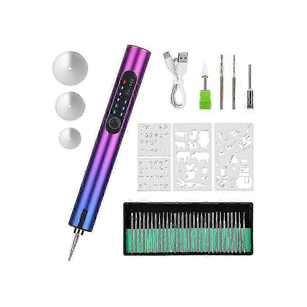 Electric Engraving Pen Kit, Cordless Rechargeable Grinding Pen with 36 Bits, DIY RotaryEtching Pen c