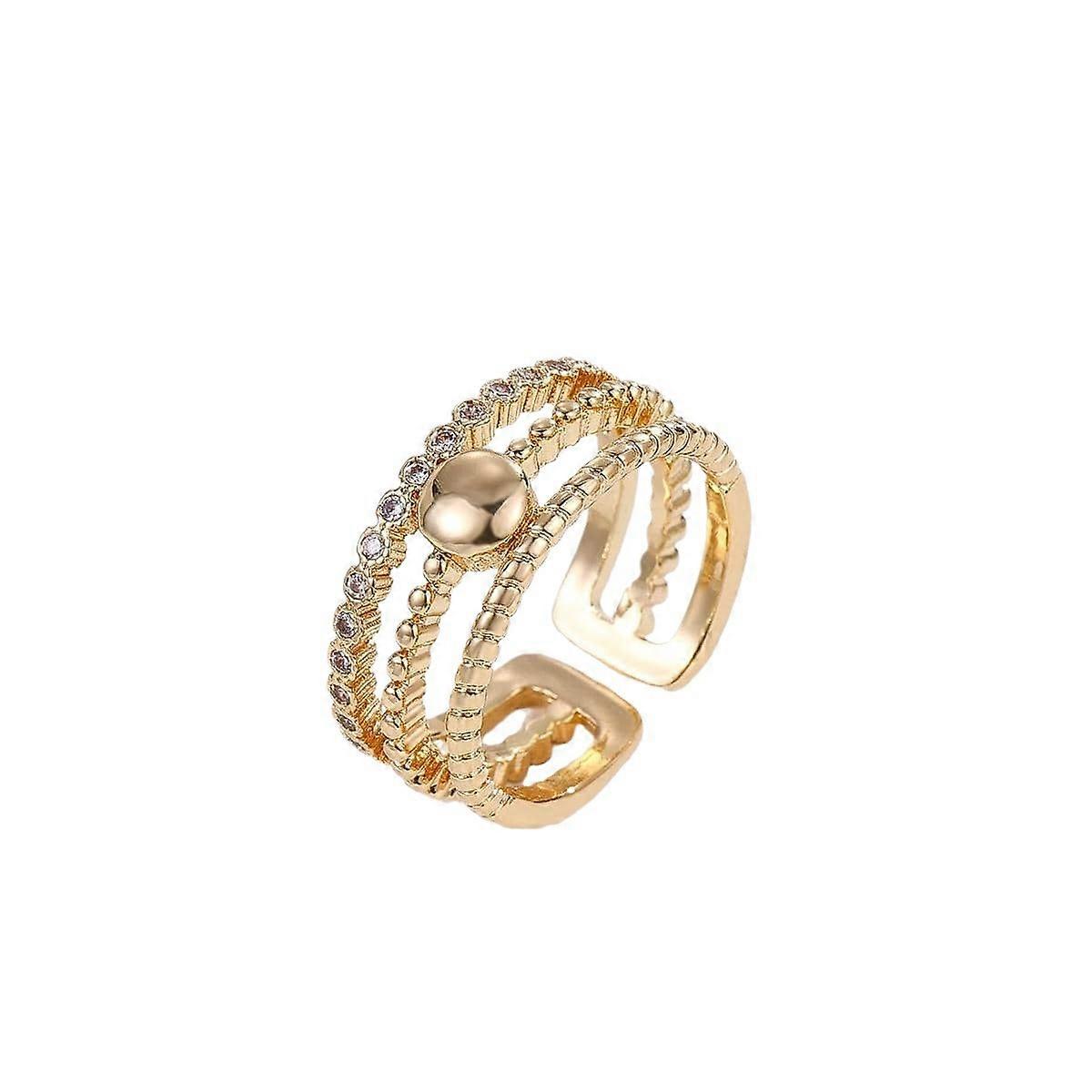 Women's Ring, American Style Full Diamond Multi-layer Adjustable Open Zircon Inlaid Versatile Couple Ring