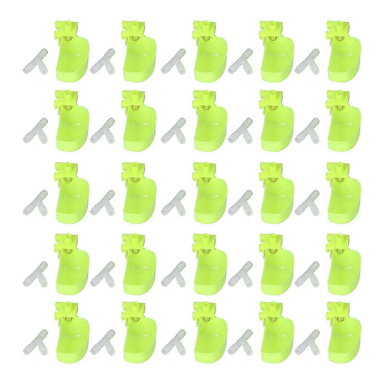 25 Pack Automatic Hanging Quail Drinkers, Green Pigeon Drinking Bowl, Bird Drinking Tool