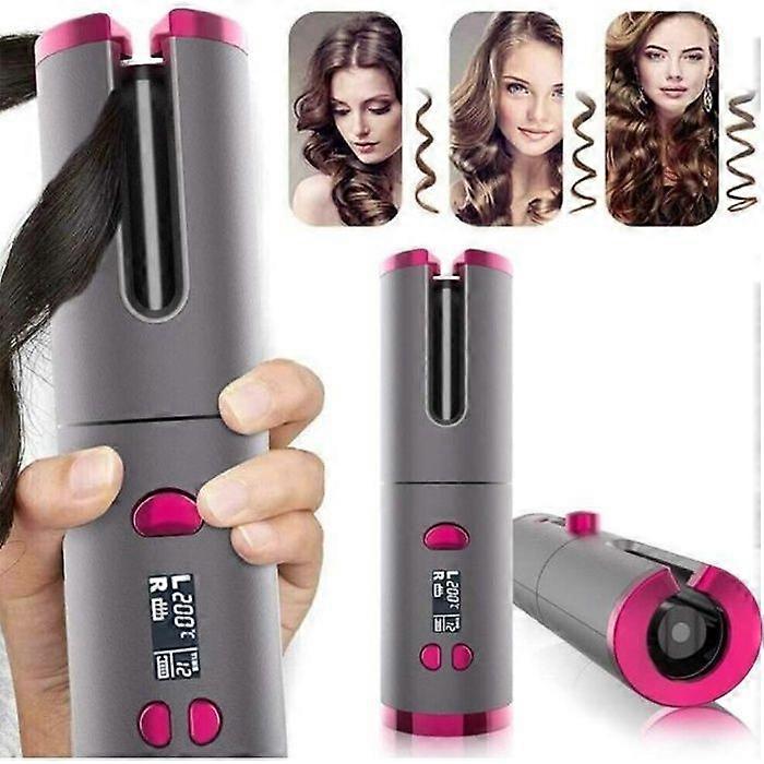 Automatic Curling Iron Cordless Curling Iron with LCD Display and Timer, 6 Adjustable Temperature, Ceramic Curler