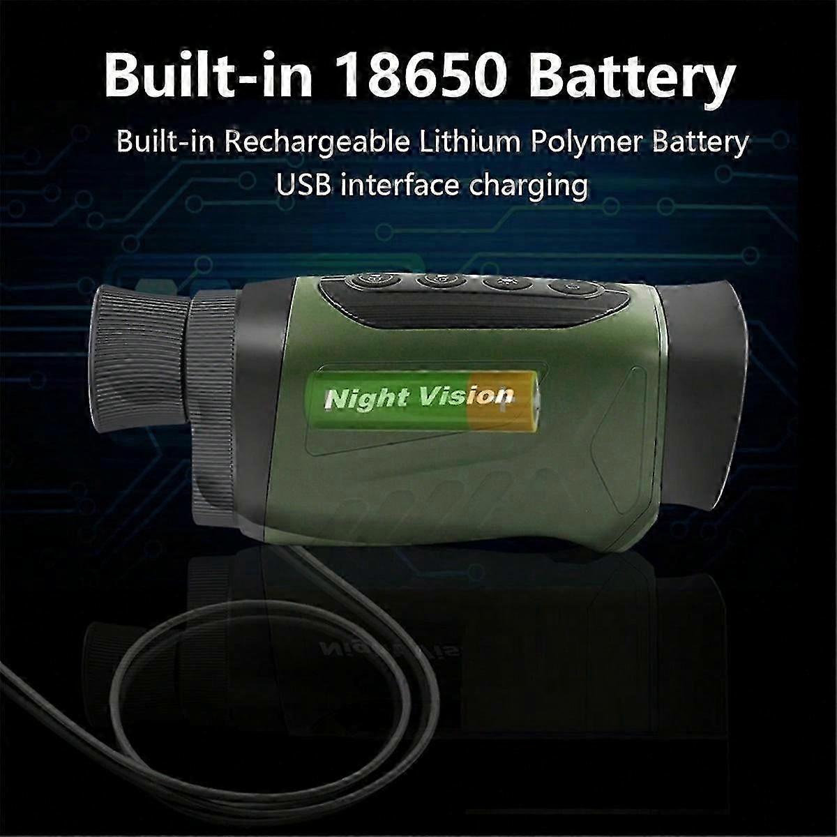 Digital Night-Vision Monocular 40MP 2.5K Infrared Telescope 6X Optical Magnification 8X Digital Zoom Black