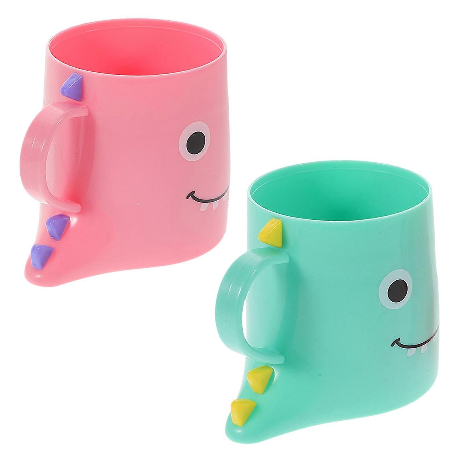 Multi Colored Dinosaur Shaped Drinking Cup For Kids Comfortable Grip For Everyday Use 2 Pcs
