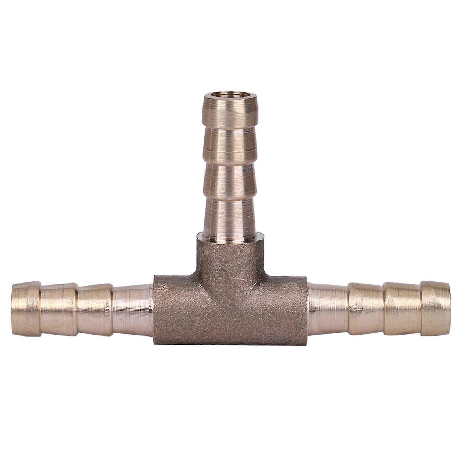 Brass T Piece 3 Way Fuel Hose Joiner Connector 6mm For Compressed Air Oil Gas Pipe