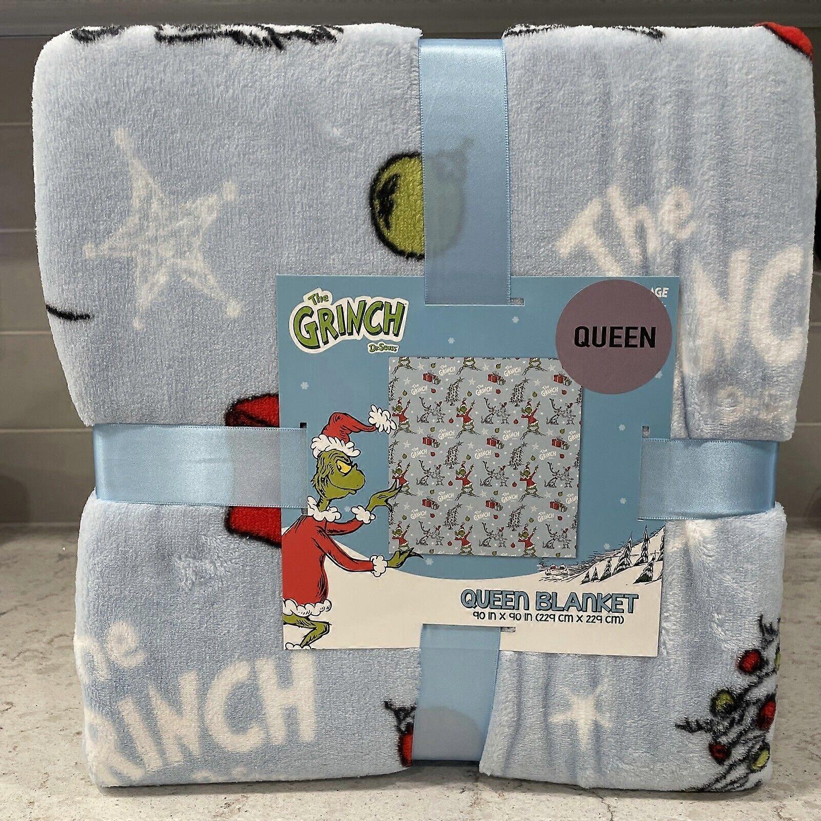 GRINCH & MAX dog Queen Full Blanket Flannel CHRISTMAS TREE Throw Print NEW HK155