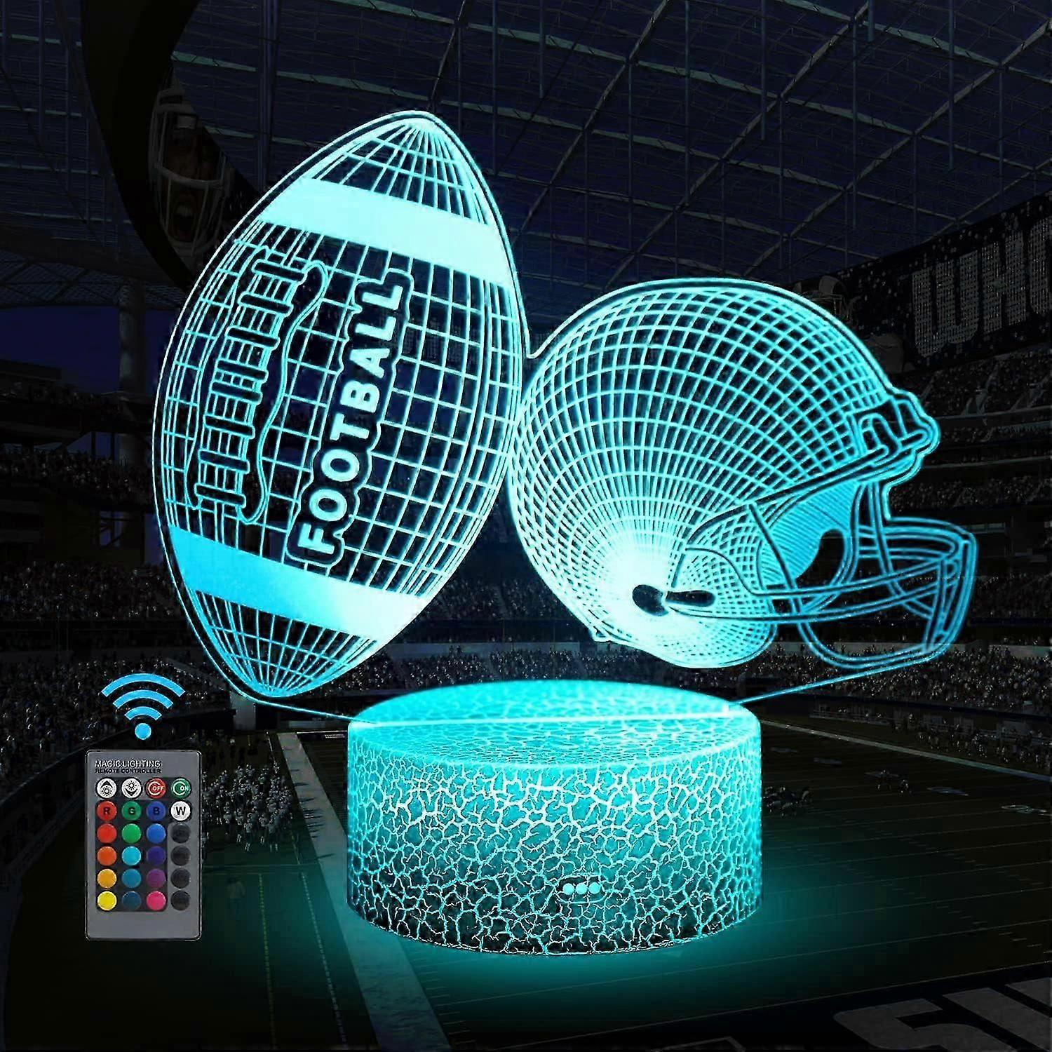 n Football Helmet Night Light for Boys,3D Illusion Led Lamp,16 Colors Dimmable with Remote Control Smart Touch, Best Christmas Birthday Footbal