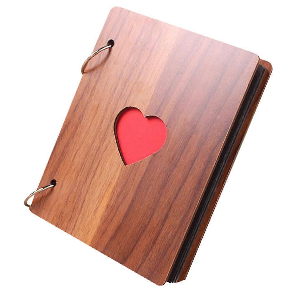 Wood Album Heart Scrapbook Photo Album for DIY Use 2Pcs Set