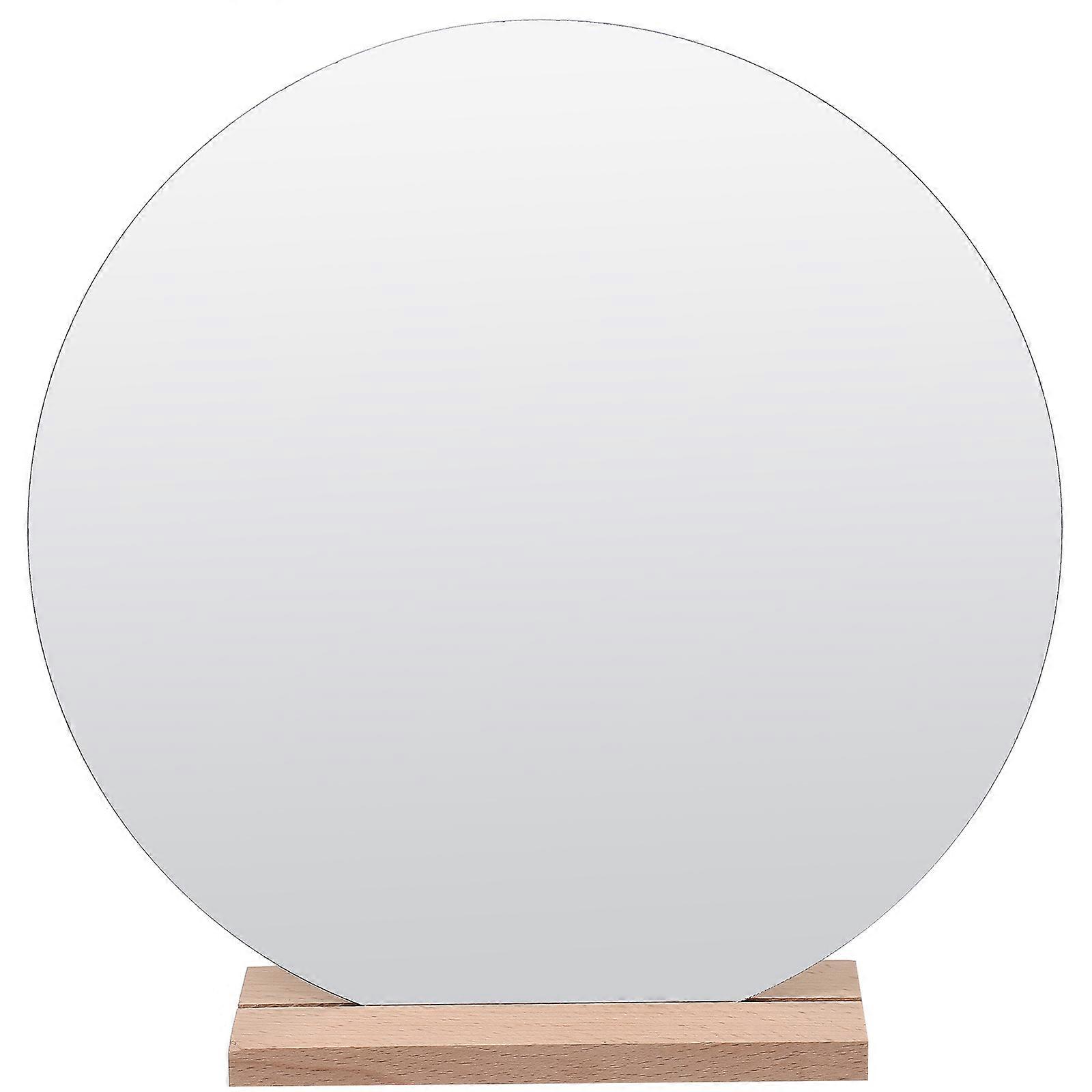 Irregular Mirror Wooden Base Desk Mirror Acrylic for Makeup 2Pcs Set