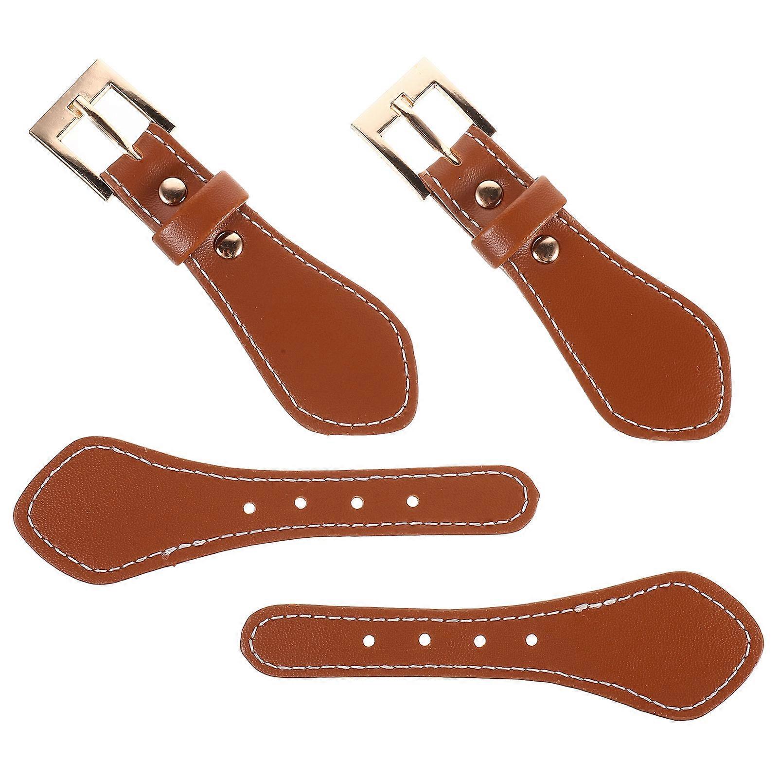 Coat Collar Closure PU Toggle Buttons with Khaki Collar Toggle Clasps 2Pcs