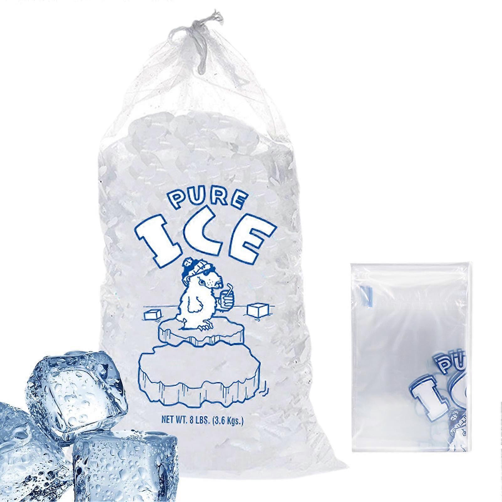 10 Pcs Drawstring Ice Bags - Heavy-Duty Leak-Proof Freezer Storage Bags for 8 Pounds of Ice, Durable Empty Ice Bags