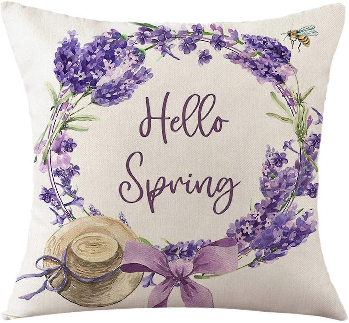 Spring Pillowcase Tulips Design 45cm x 45cm Decorative Sofa and Bedside Backrest Pillowcase for Home Decor
