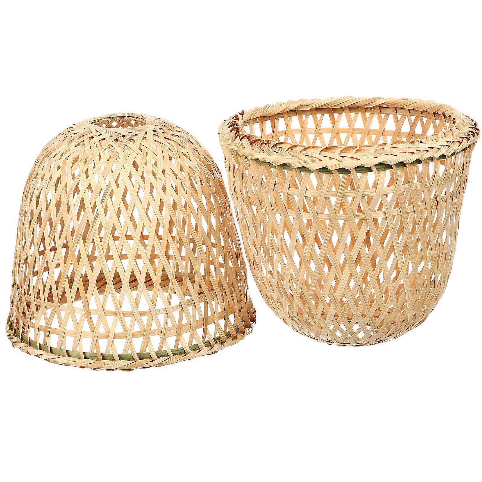 Replacement Lamp Shades Woven Bamboo Lampshade Rustic Style Ceiling Lamps 21.00X21.00X19.00CM Light Diffusion 2Pcs