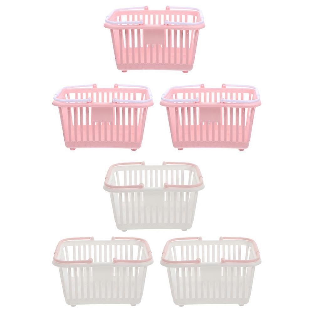 Convenient Plastic Storage Basket 12Pcs With Handles Ideal For Sundries Organizing Bathroom And Kitchen Supplies Rectangular Shape
