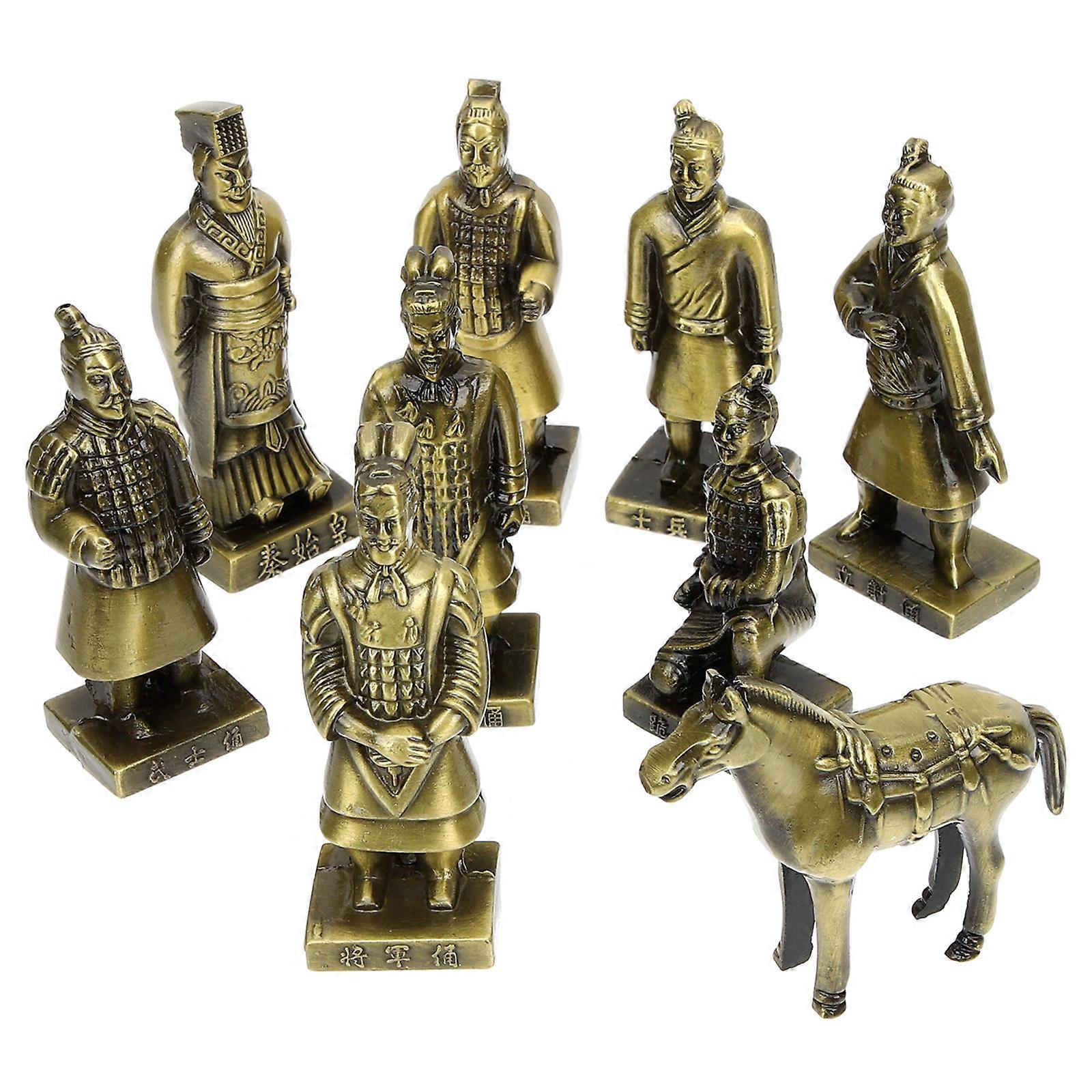 Chinese Cultural Products Emperor Statue Decorative Household Retro Golden Alloy Craft Statue 1Set