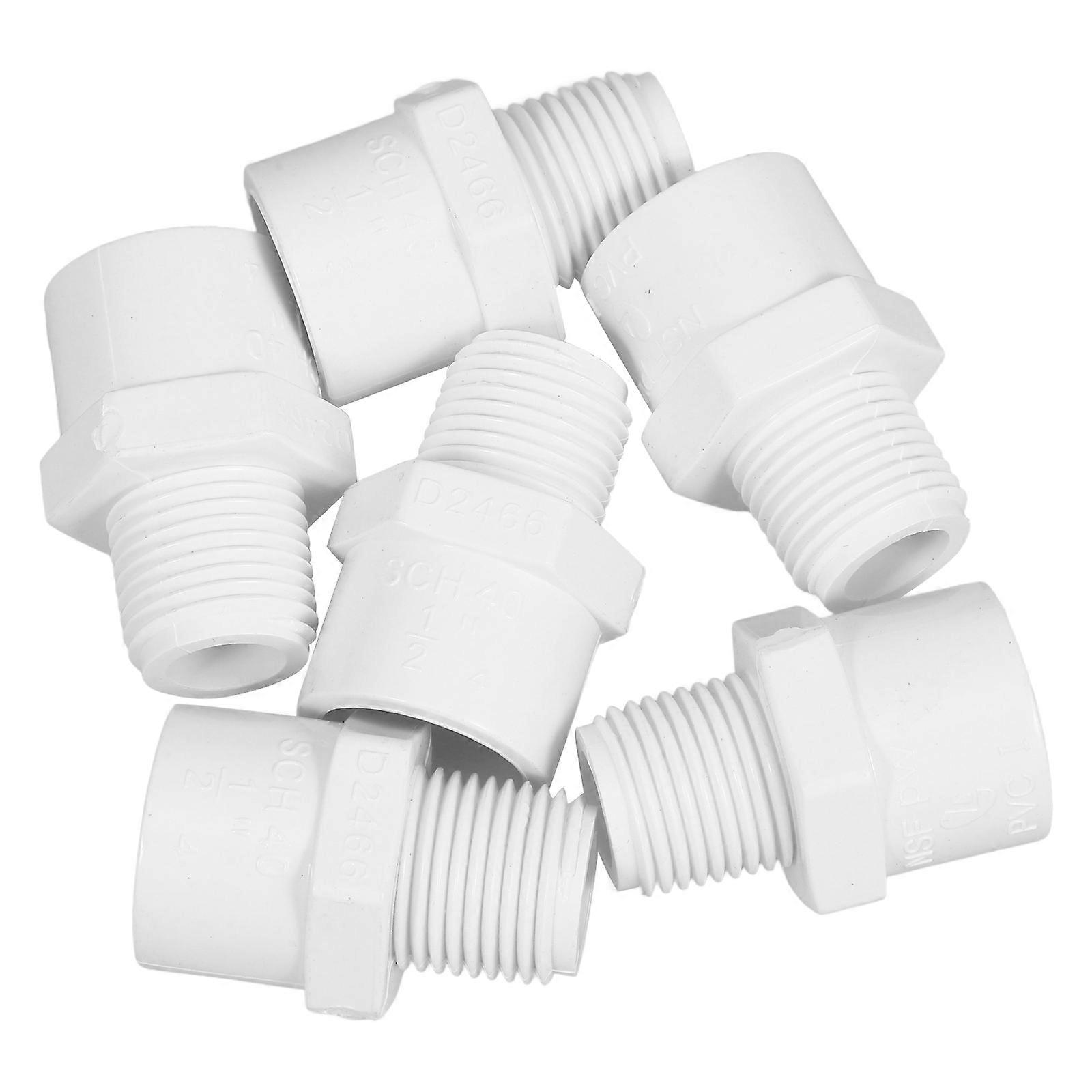 White PVC Pipe Coupling for Connect 24Pcs Male Thread Pipe Fitting Adapter