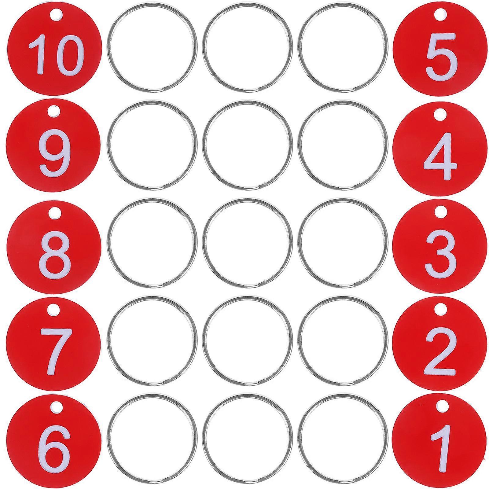 Red Acrylic Round Number Tags for Identification 250Sets with Rings