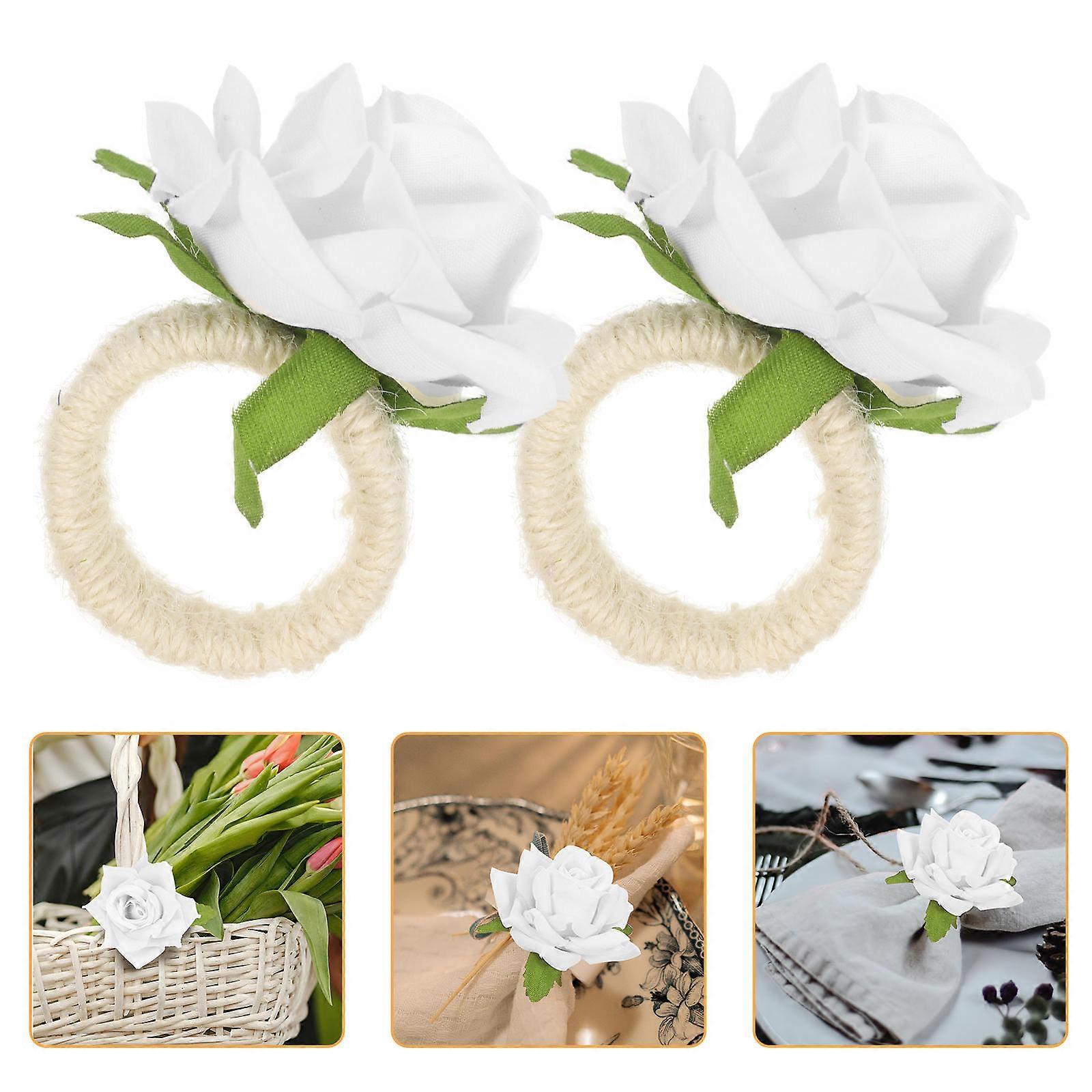 White Rose Napkin Rings for Event Decoration 20Pcs Kit