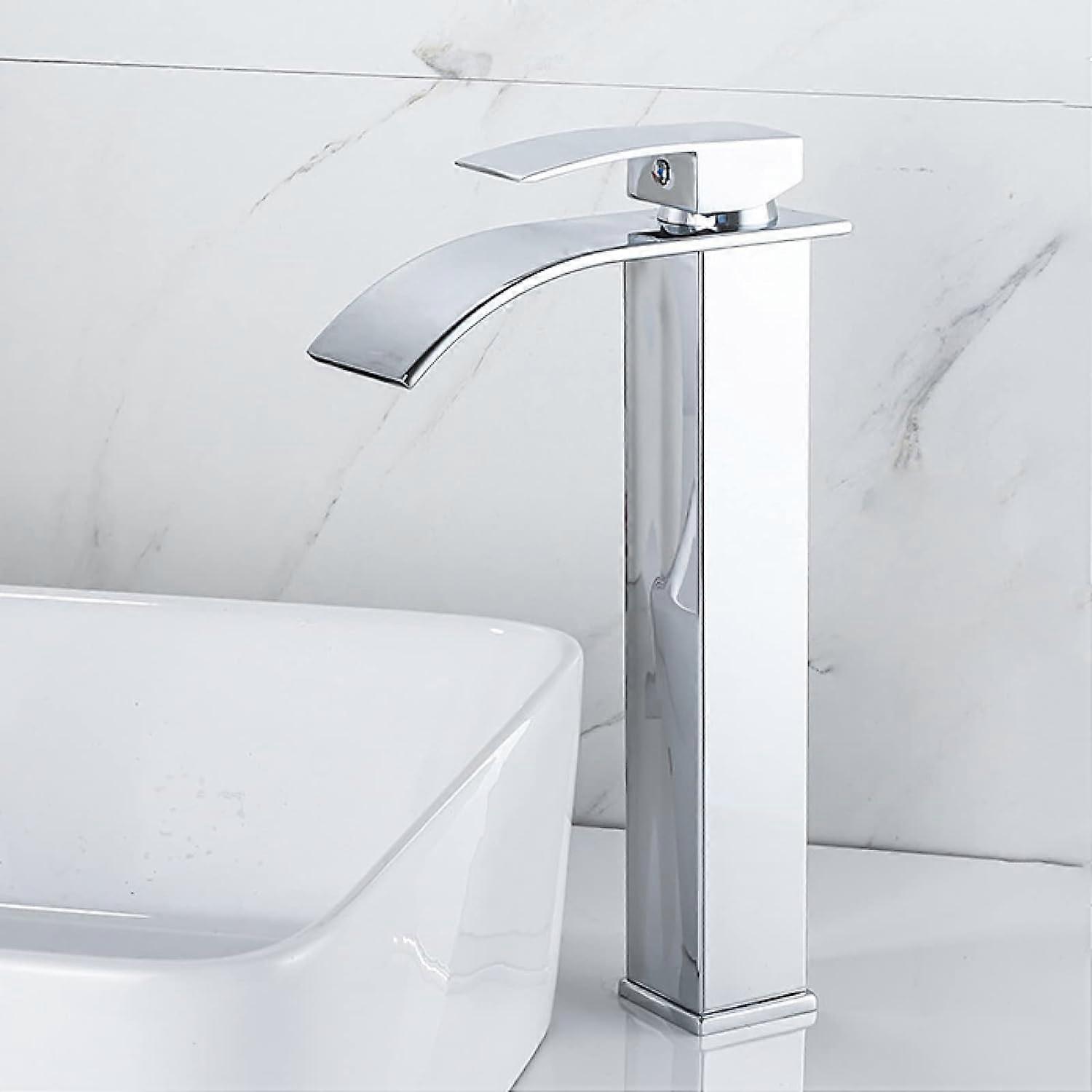 Kitchen Sink Faucet Waterfall Gold Stainless Steel Vanity Sink Faucet SingleHandle Basin Mixer Tap Hot And Cold