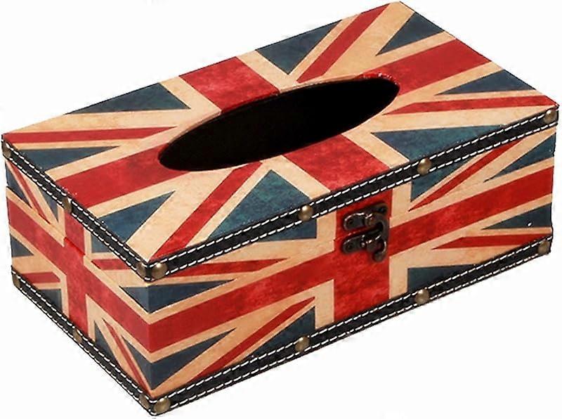 Retro series waterproof faux leather rectangular tissue box cover (British flag)