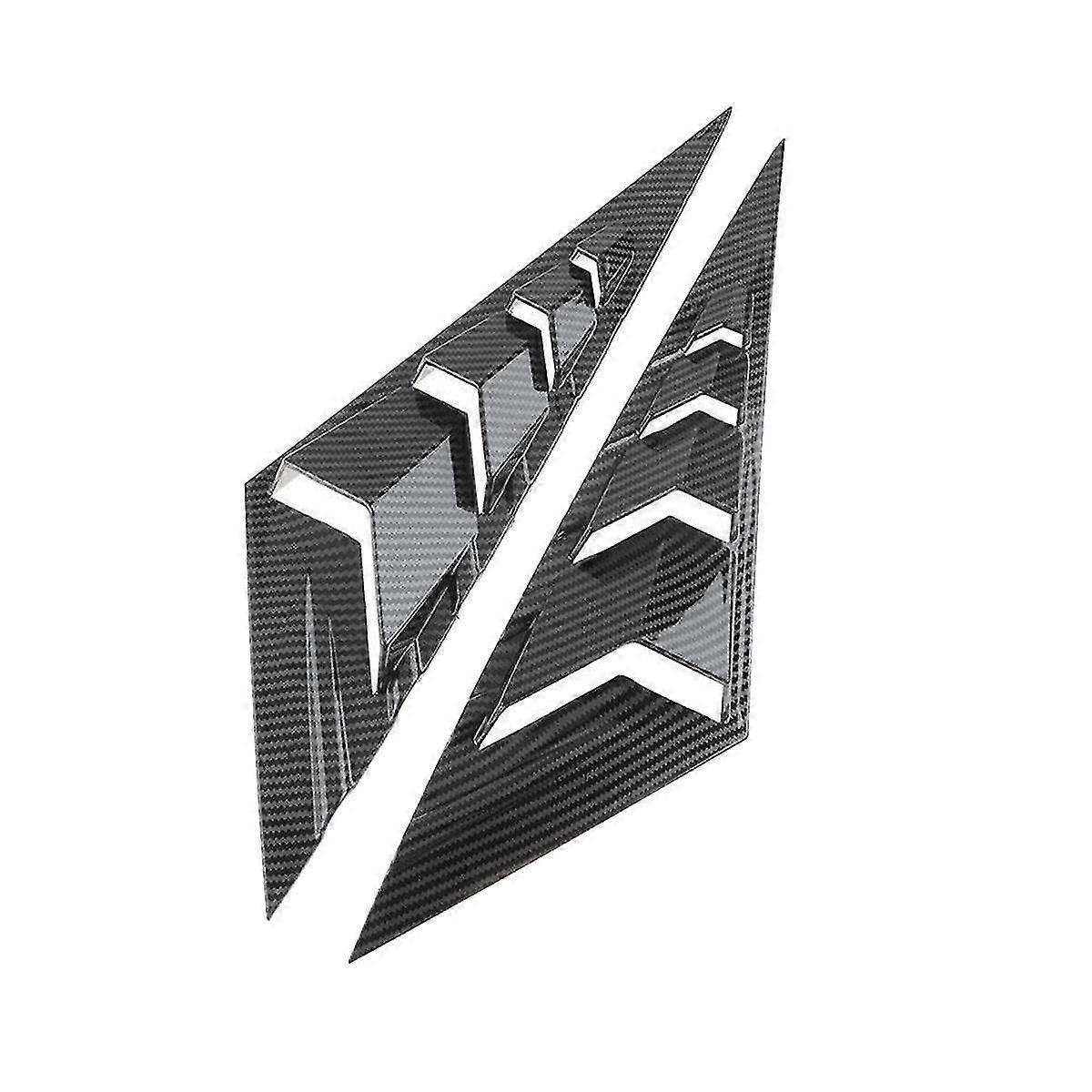 Carbon Fiber Color Rear Side Vent Quarter Window Louver Shutter Cover Trim For 2021 2022 2023