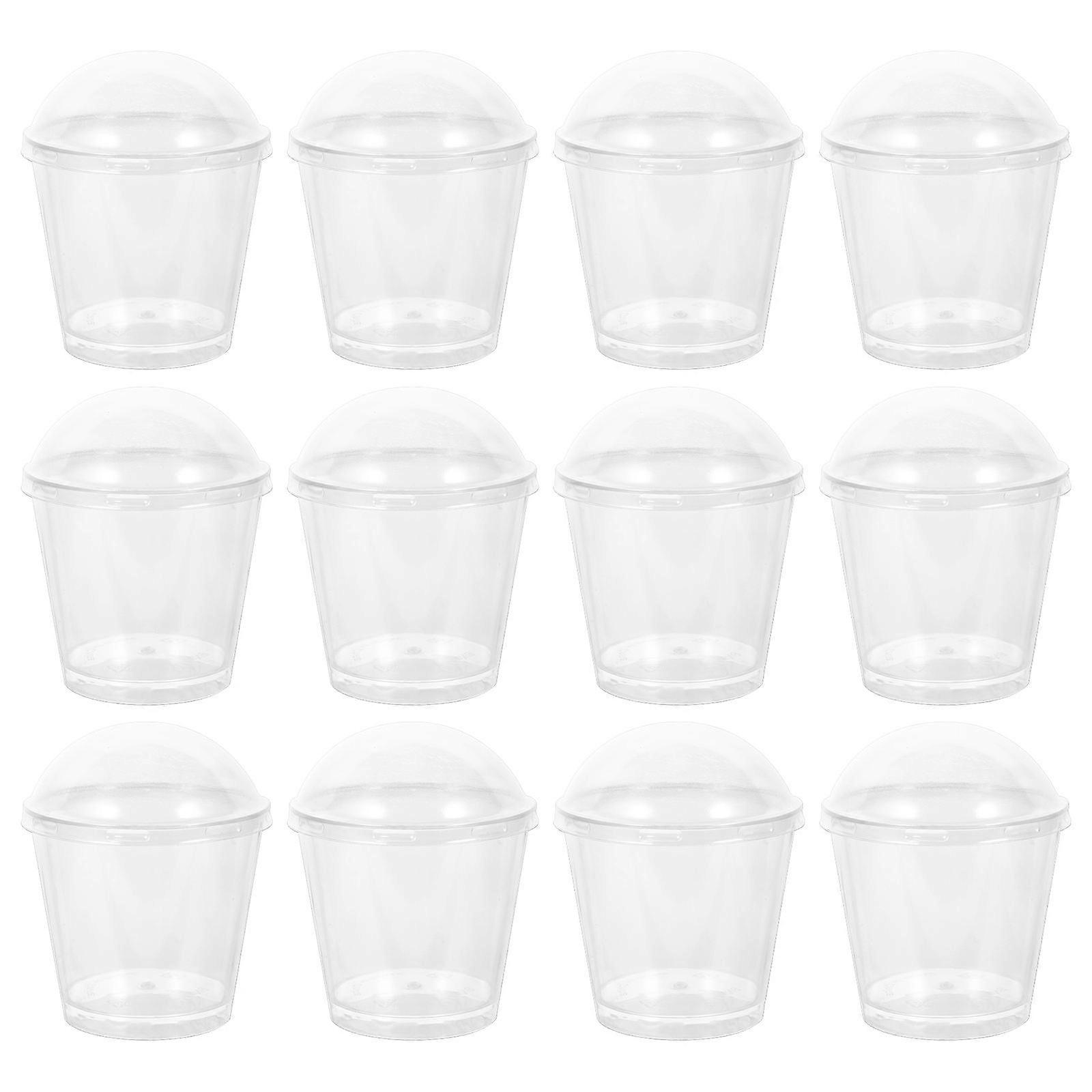 Transparent Dessert Cups Plastic Cups for Storage Use 50Sets with Lids