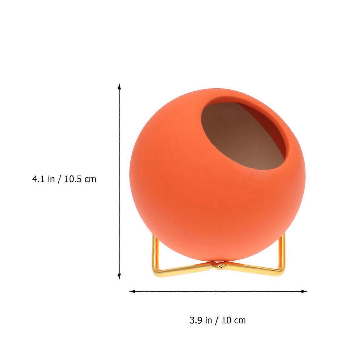 Planter Flower Pot Ceramic Round For Houseowners Orange 1Set