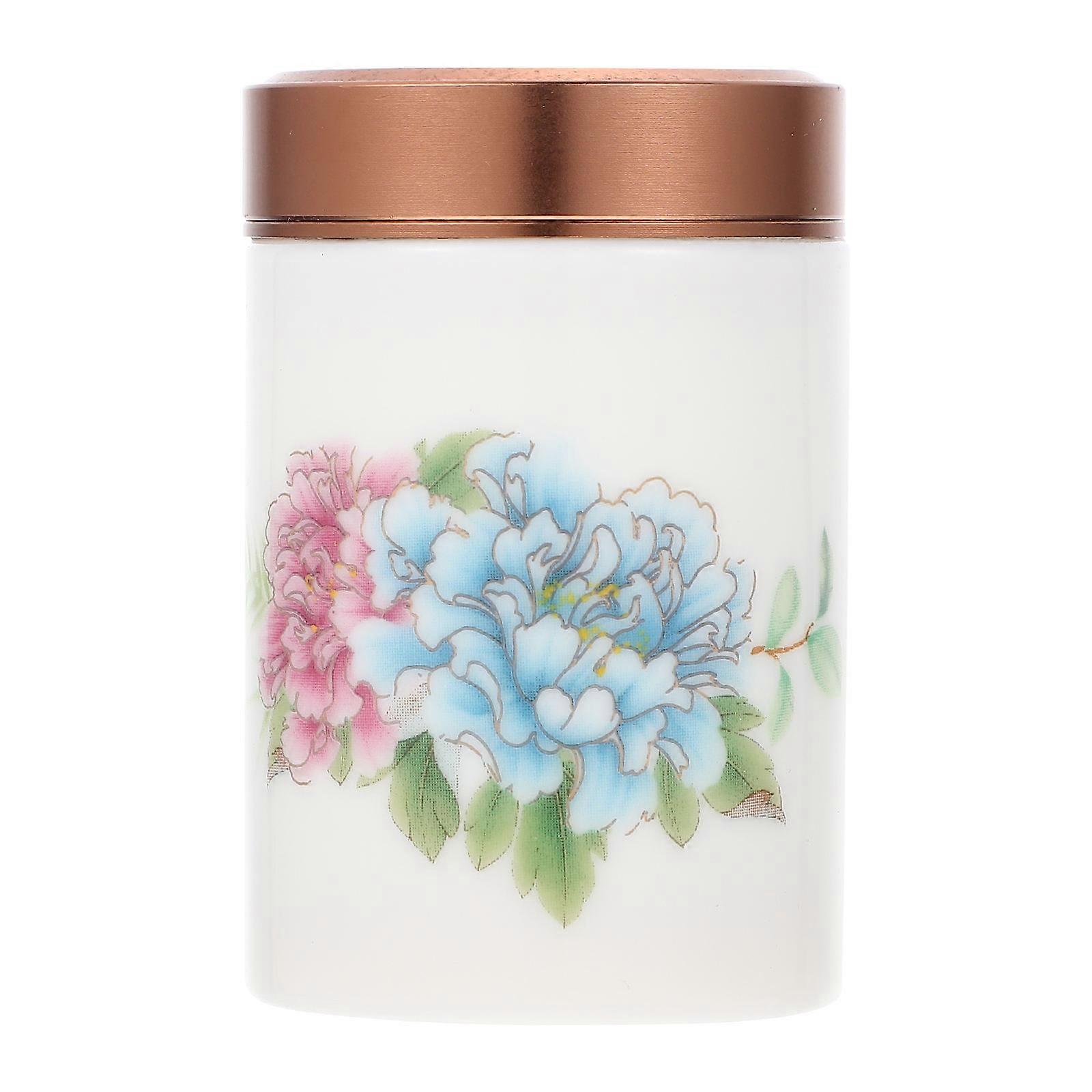 Decorative Ceramic Tea Canister for Storage Use 2Pcs Tea Leaf Jars