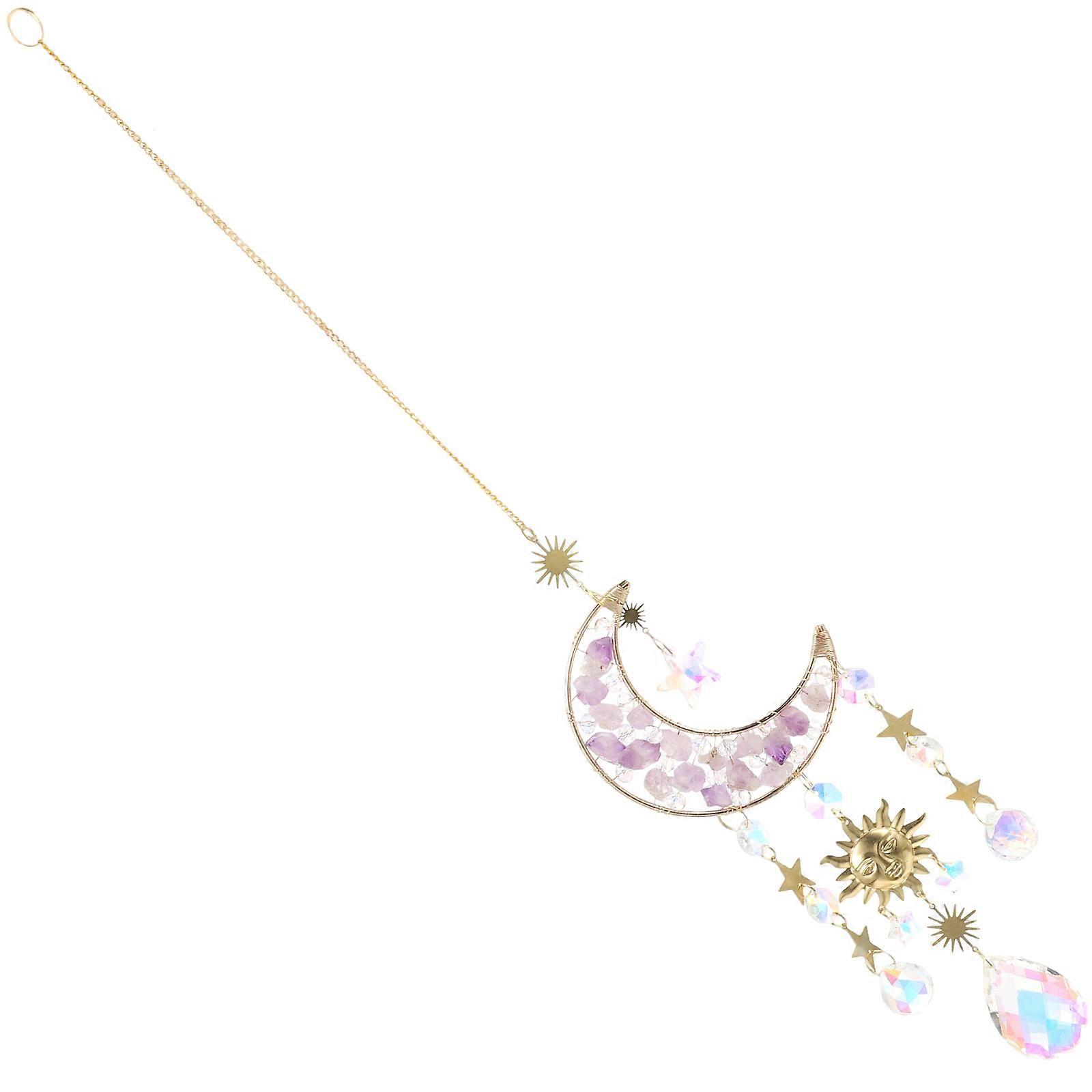 Garden Crystal Moon Sun Catcher for Window Hanging Decor 5Pcs