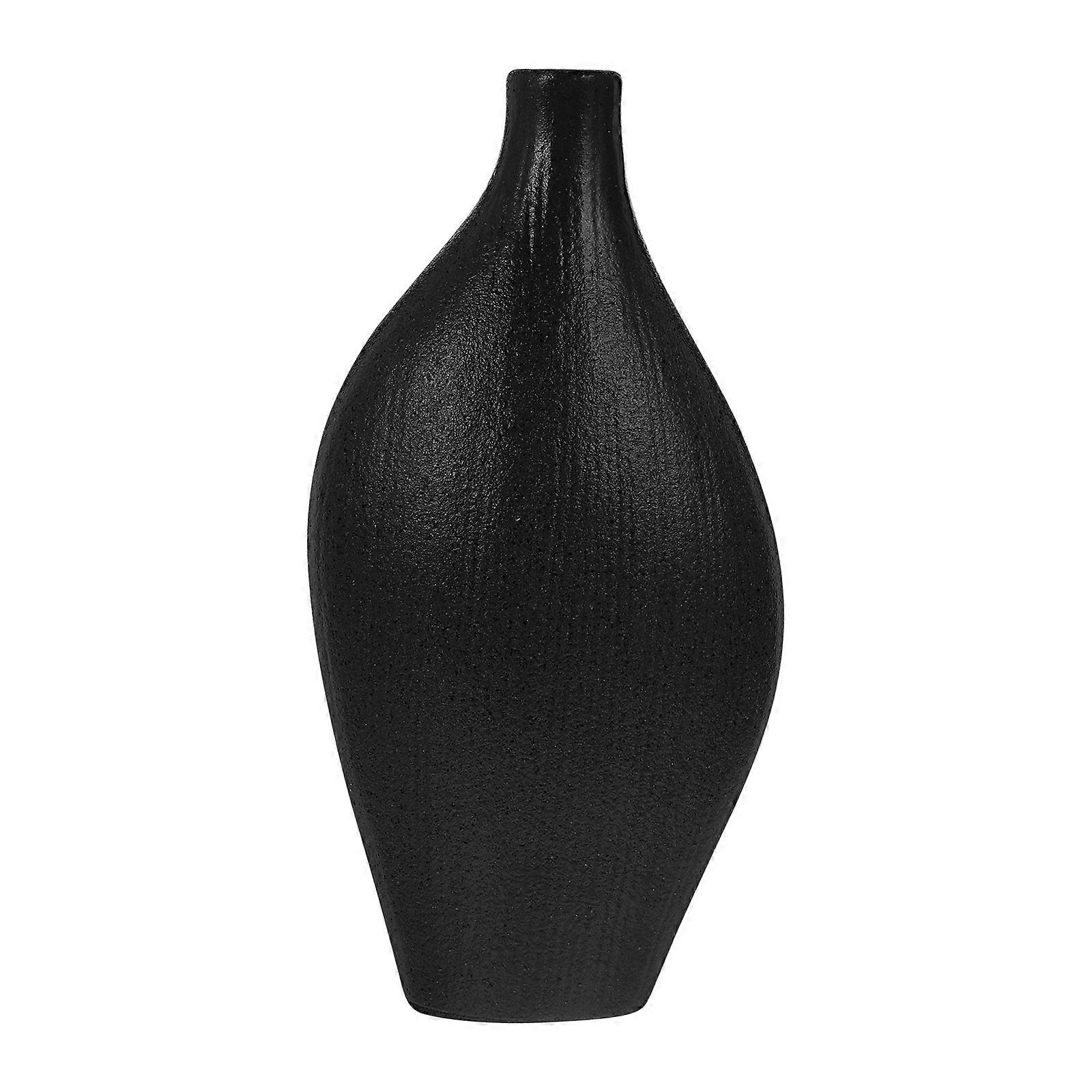 Home Ceramic Vase for Flower Arrangement Black Vertical Stripe