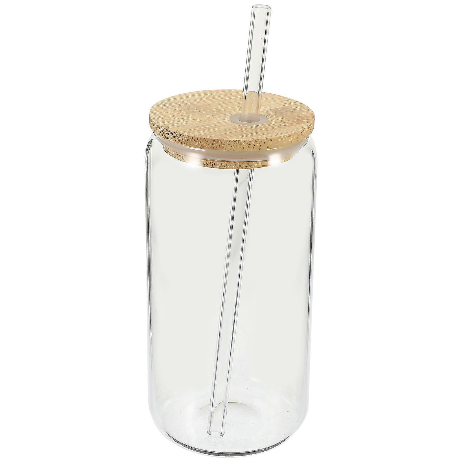 Multi-Function Glass with Lid for Drinking 4Pcs Clear Milk Tea Cups