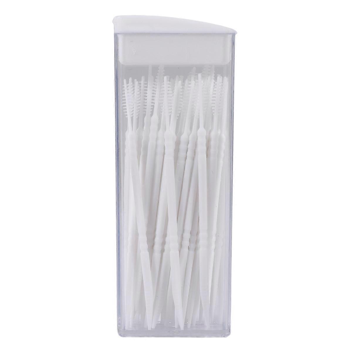 50 Pcs Plastic Toothpicks 2 Way Tooth Picks Interdental Random Color