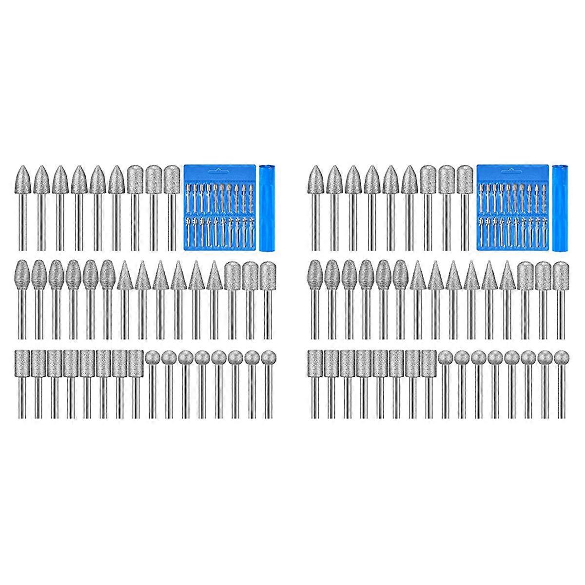 40 Pieces Diamond Burr Bits Stone Carving Set for Rotary Tool