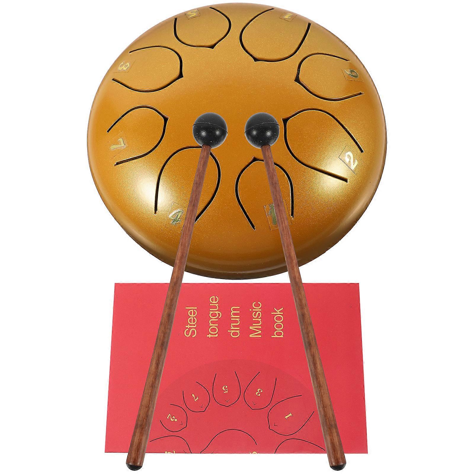 Metal Tongue Drum Golden Ethereal Drum for Beginner Use 2Sets
